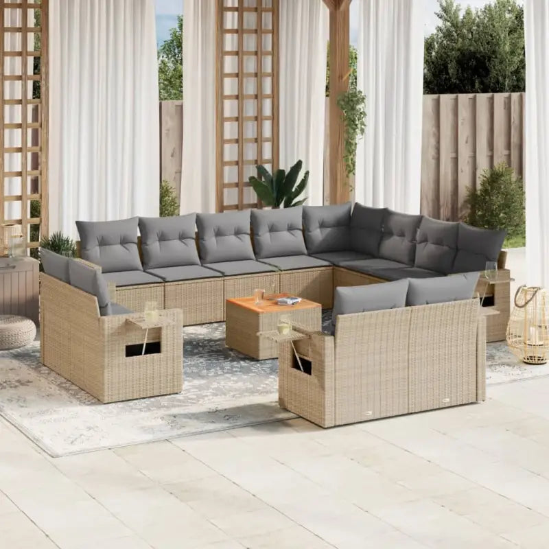 Tuinset in gemengd beige materiaal voor ontspannen buitenplezier - Beige en grijs - Tuinsets