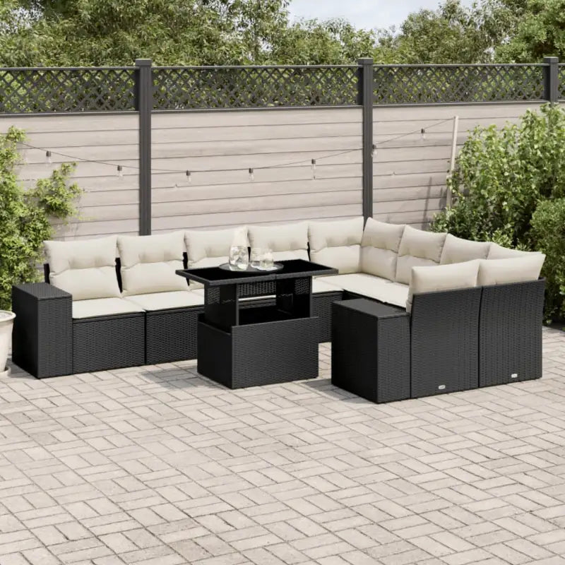 Tuinset met beige materiaal en gepoedercoat staal afmetingen - Zwart en crème / Met tafel - Tuinsets