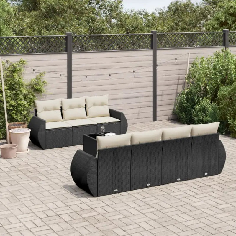 Tuinset met beige materiaal en gepoedercoat staal afmetingen - Zwart en crème - Tuinsets