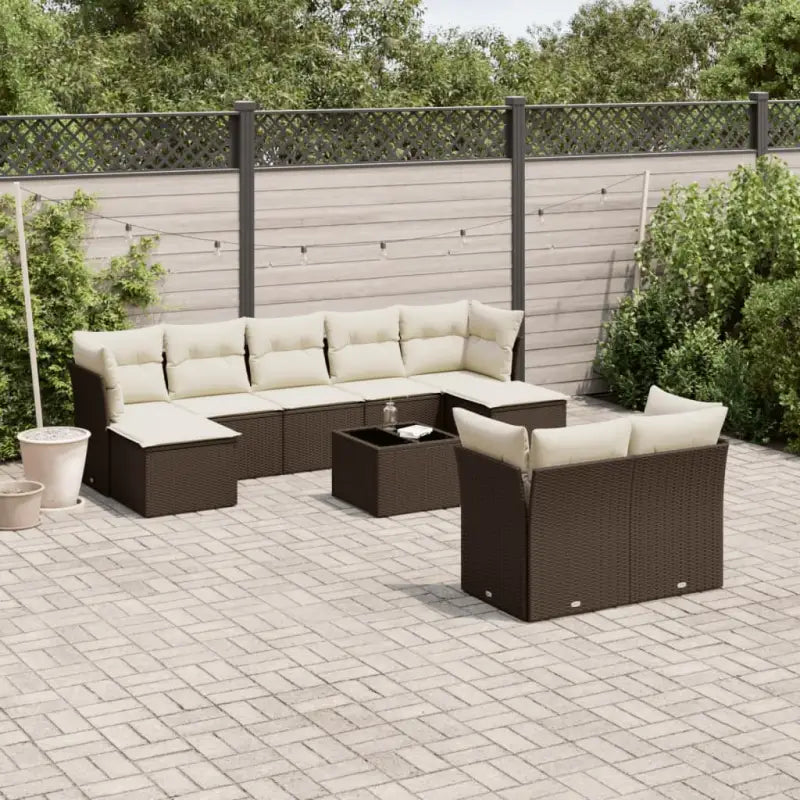 Tuinset met beige materiaal en gepoedercoat staal voor buitenplezier - Bruin en crème / Met tafel - Tuinsets