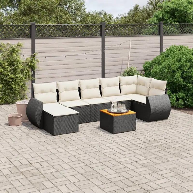 Tuinset met beige materiaal en gepoedercoat staal voor buitenplezier - Zwart en crème / hoek + Tafel + 3x midden