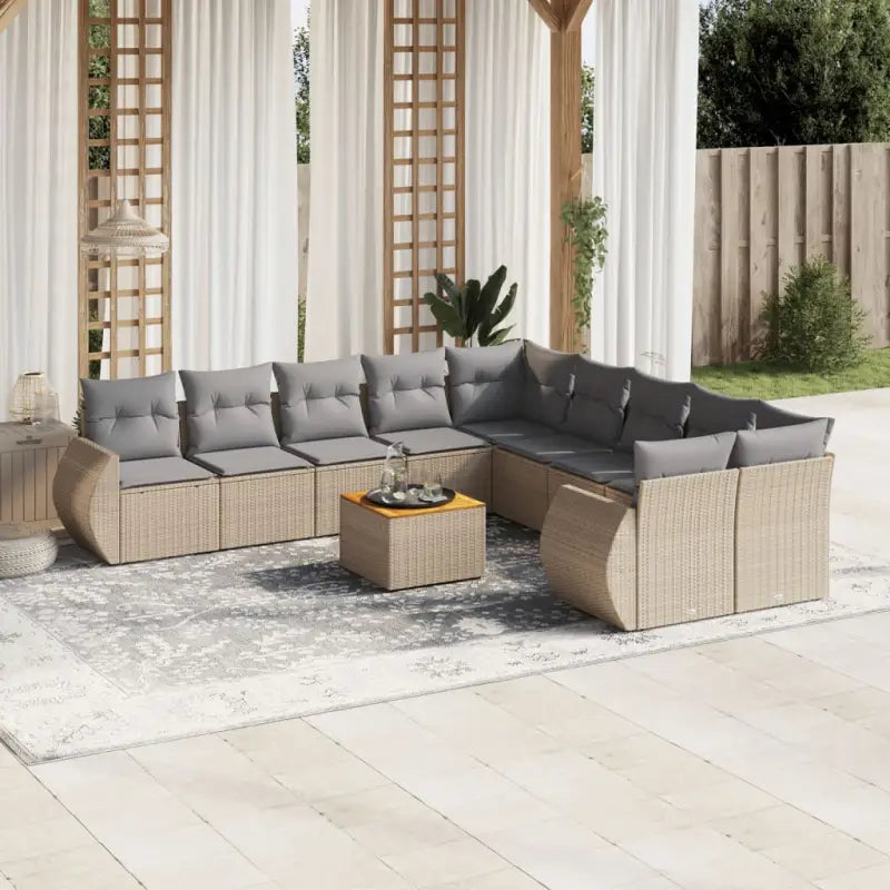 Tuinset met beige materiaal en gepoedercoat staal voor comfortabel outdoor genieten - Beige en grijs / Tafel + 2x hoek