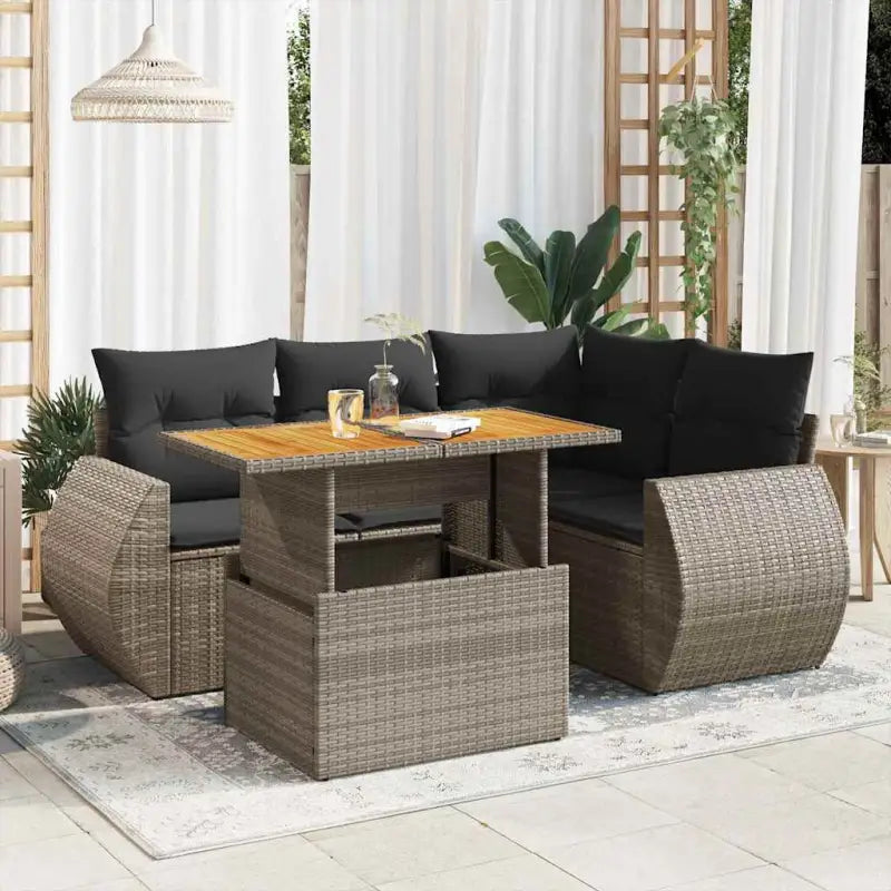 Tuinset met beige materiaal en gepoedercoat staal voor comfortabel buitenleven - Grijs / met opbergruimte - Tuinsets