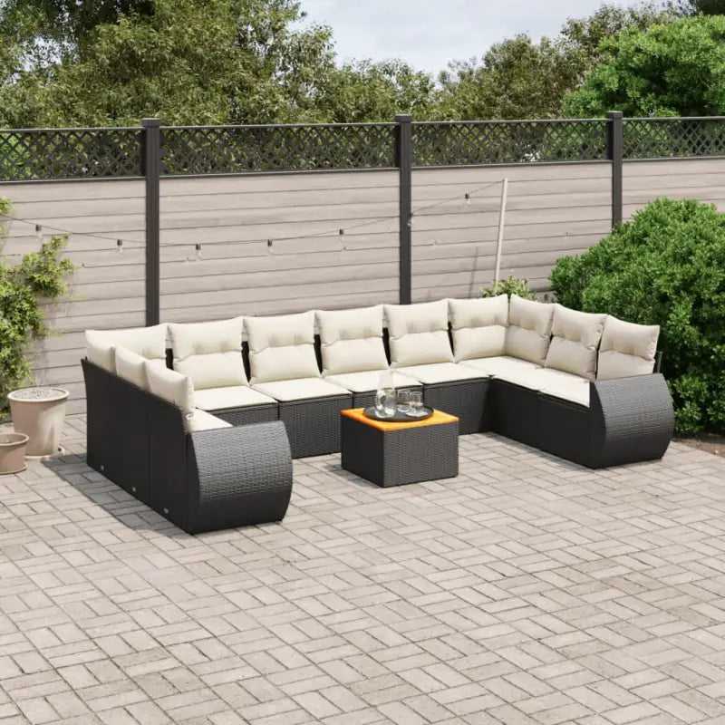 Tuinset met beige materiaal en gepoedercoat staal voor comfortabel outdoor genieten - Zwart en crème / 2x corner