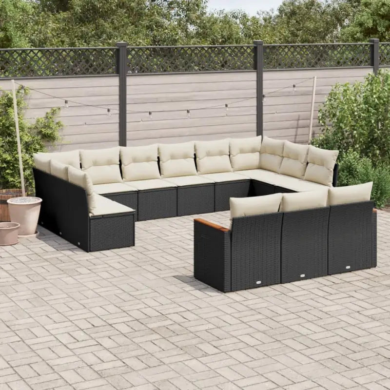 Tuinset met beige materiaal en gepoedercoat staal voor comfortabel buiten genieten - Zwart en crème / Zonder tafel