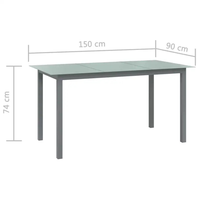 Tuinset met gepoedercoat aluminium frame voor terras en tuin - Zilver / 150 cm tafellengte - Tuinsets