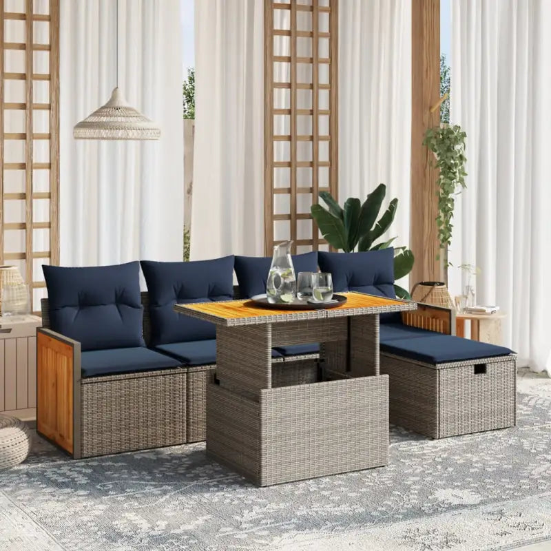 Tuinset met grijs materiaal en gepoedercoat staal voor buiten ontspanning - Grijs / zonder opbergruimte - Tuinsets