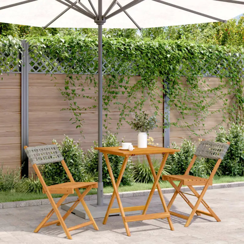 Tuinset met massief acaciahout en poly rattan voor in de tuin - Grijs / 60 x 60 x 75 cm - Tuinsets