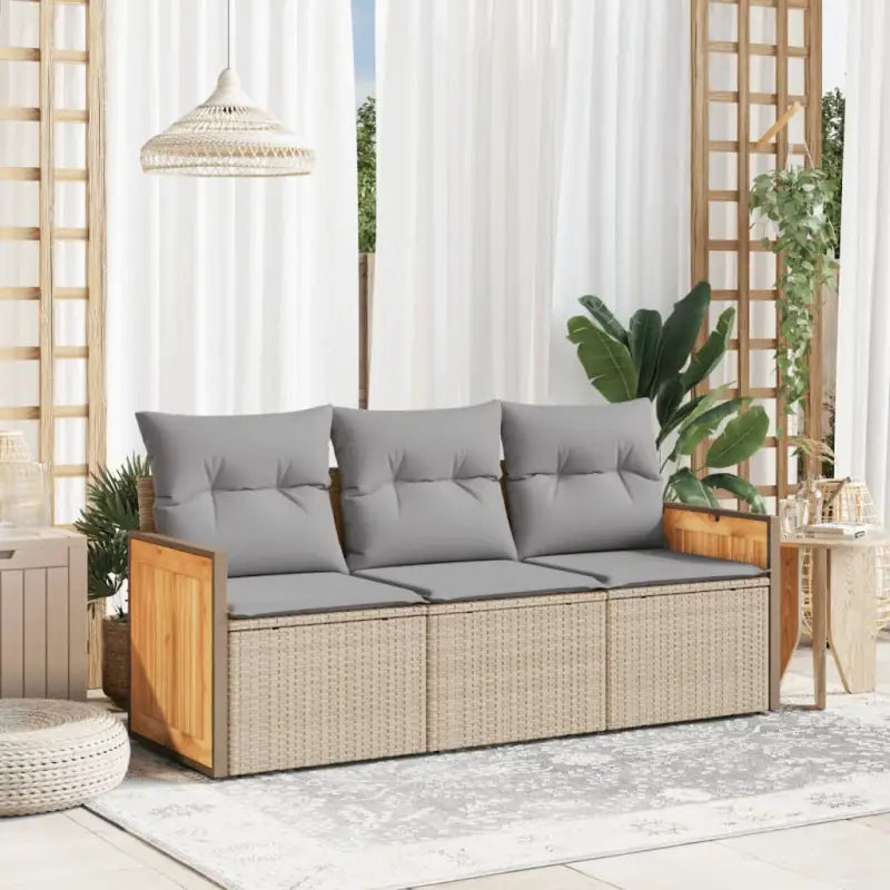 Tuinset met poly rattan en beige materiaal voor comfortabel buitenplezier - Beige en grijs / Zonder tafel - Tuinsets