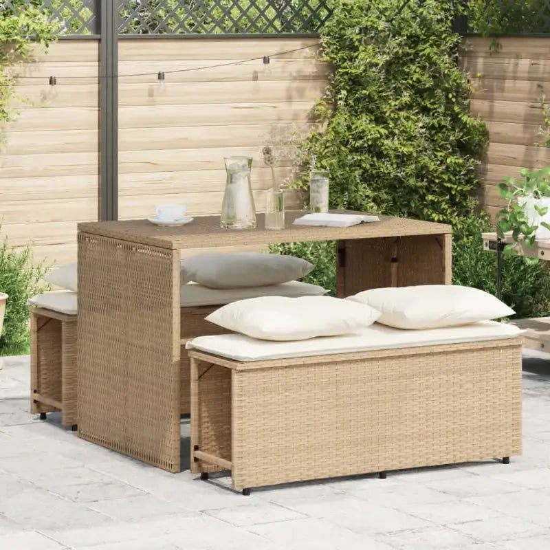 Tuinset met poly rattan en comfortabele zitervaring voor terras en tuin - beige en crèmekleurig - Tuinsets