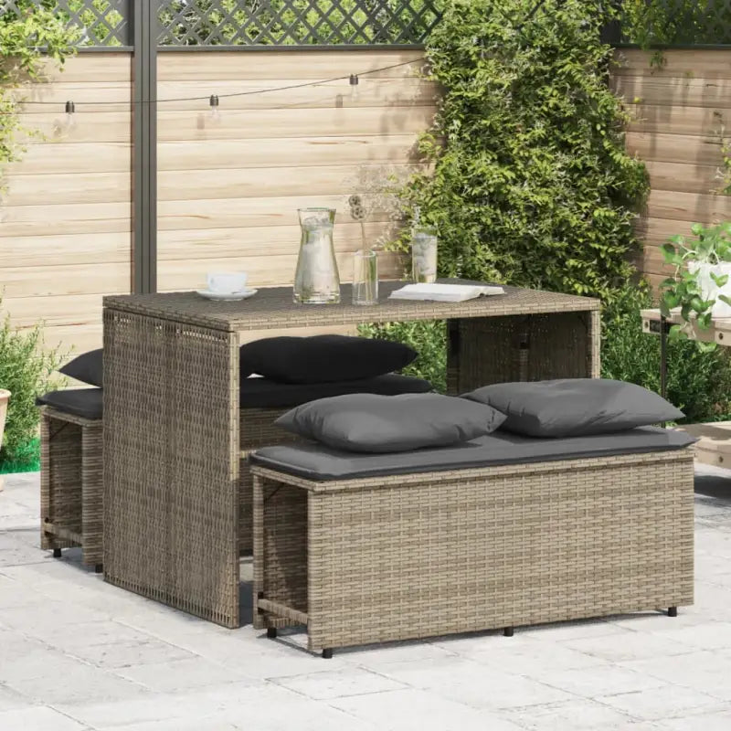 Tuinset met poly rattan en comfortabele zitervaring voor terras en tuin - Grijs - Tuinsets