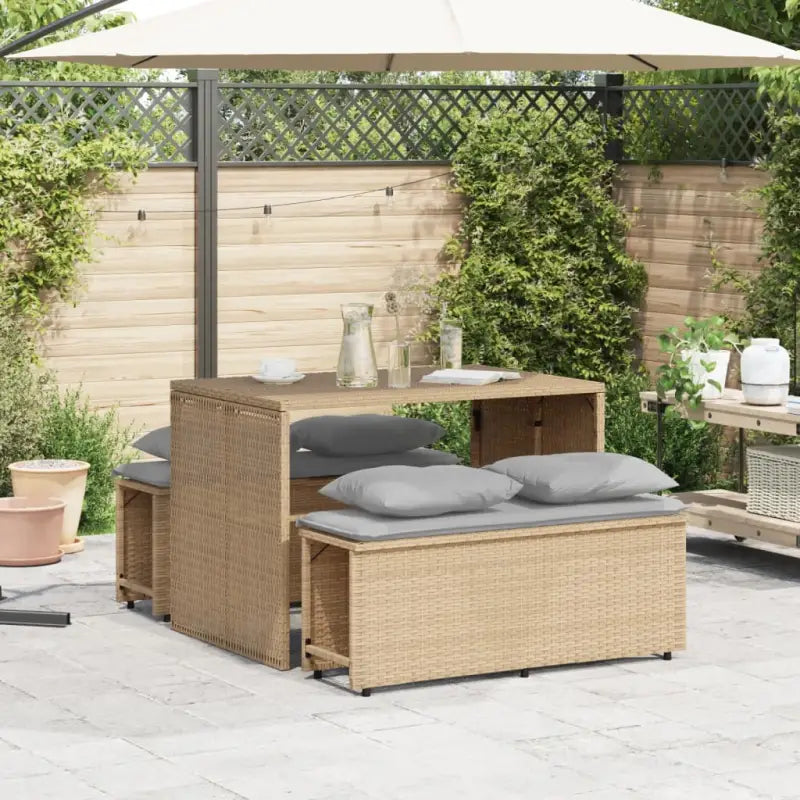 Tuinset met poly rattan en comfortabele zitervaring voor terras en tuin - Tuinsets