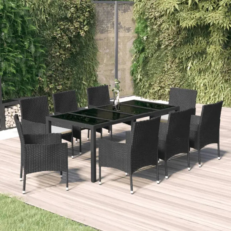 Tuinset met poly rattan en gehard glas voor eenvoudig schoonmaken - 190 cm tafellengte - Tuinsets