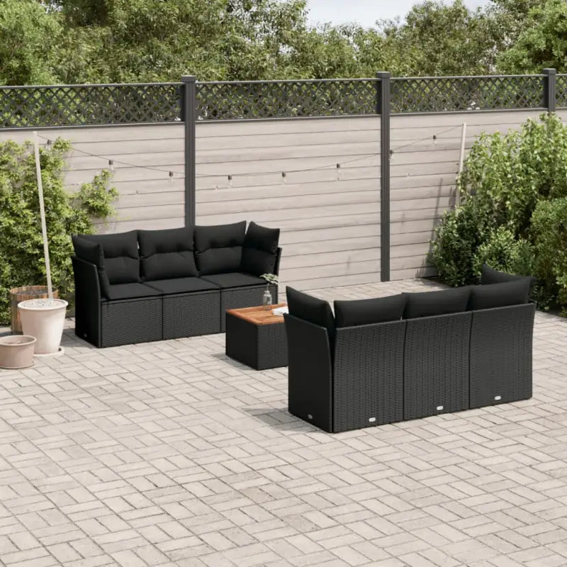 Tuinset met poly rattan en gepoedercoat staal voor buitenplezier - Zwart - Tuinsets