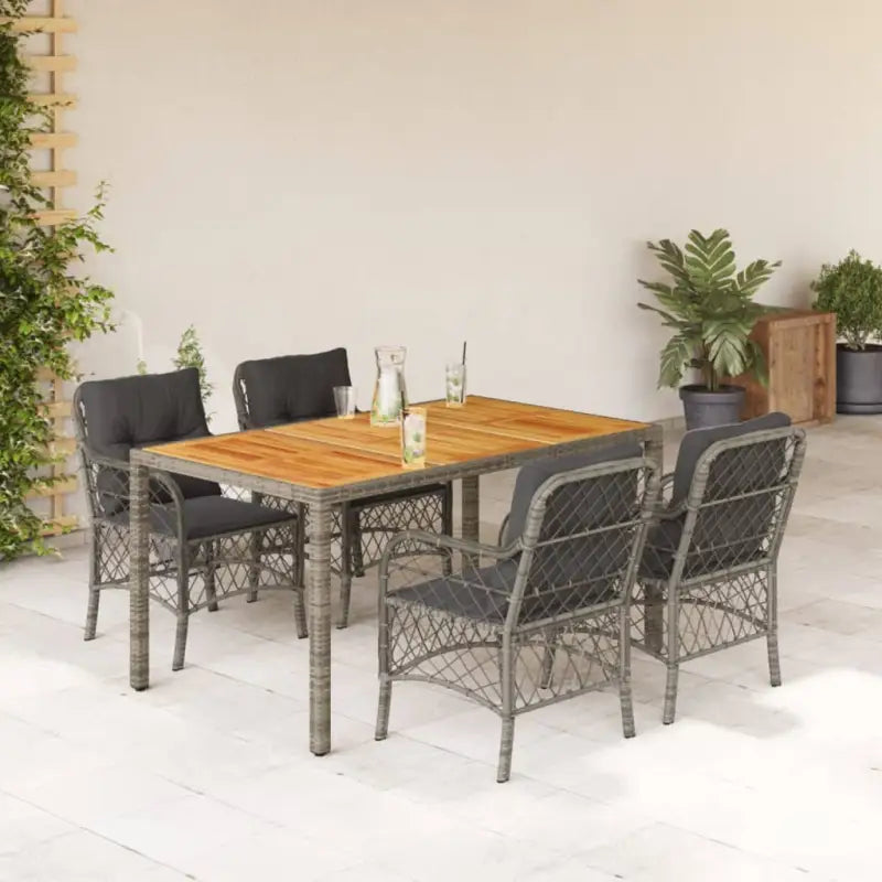 Tuinset met poly rattan voor een comfortabele zitervaring in zwart materiaal - Grijs / 150 cm tafellengte - Tuinsets
