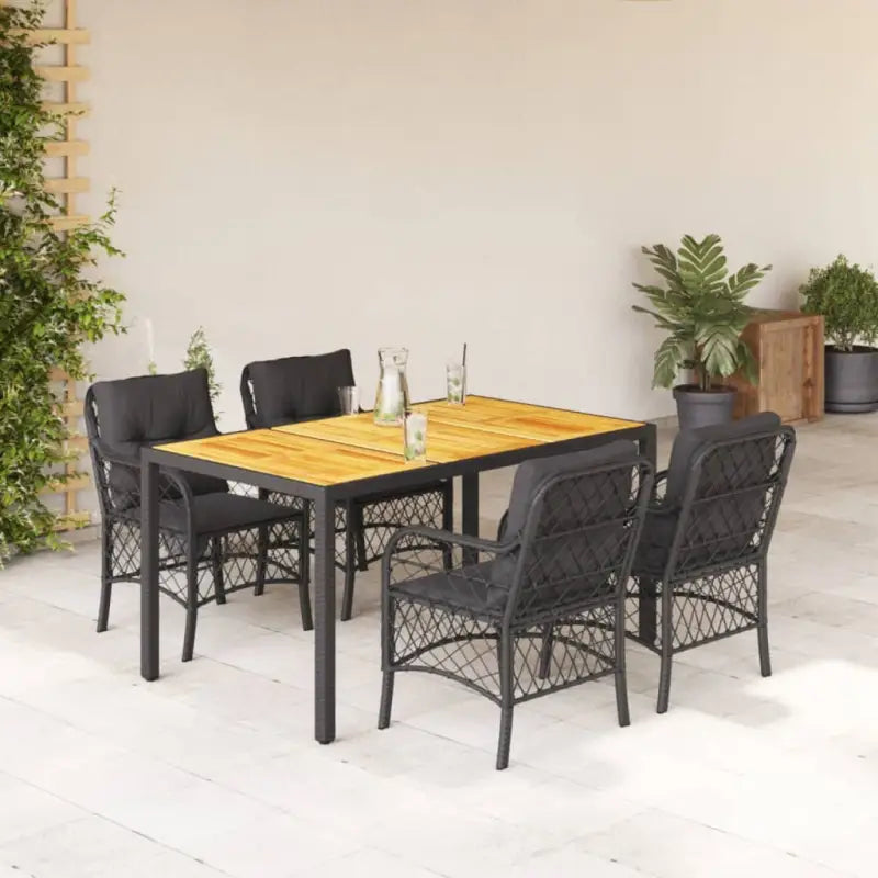 Tuinset met poly rattan voor een comfortabele zitervaring in zwart materiaal - Zwart / 150 cm tafellengte - Tuinsets