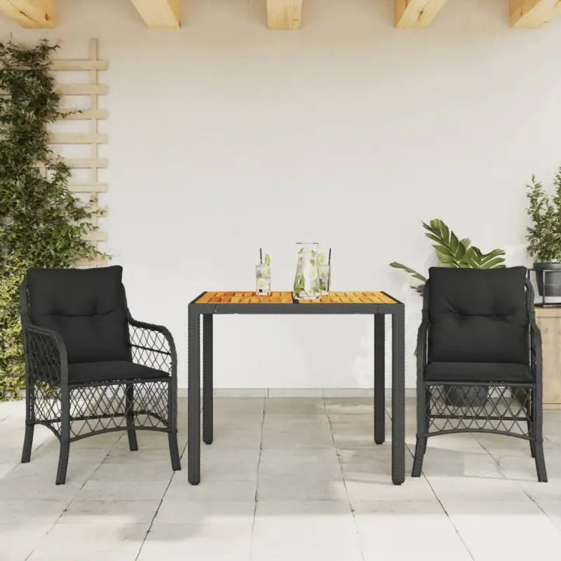 Tuinset met poly rattan voor een comfortabele zitervaring in zwart materiaal - Tuinsets