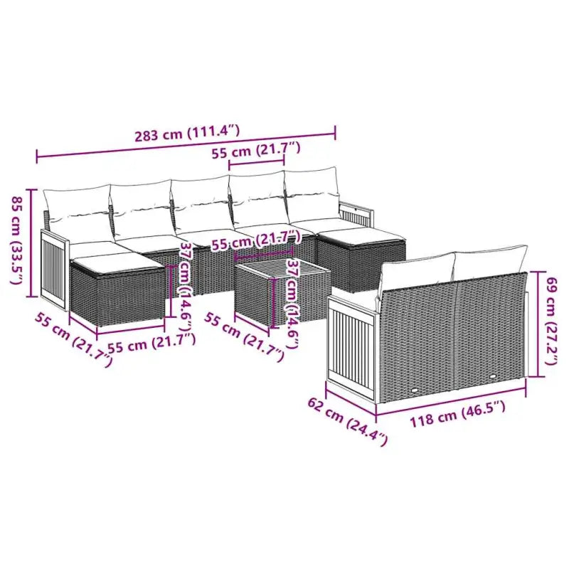 Tuinset met zwart materiaal en gepoedercoat staal voor buitengebruik - Tuinsets