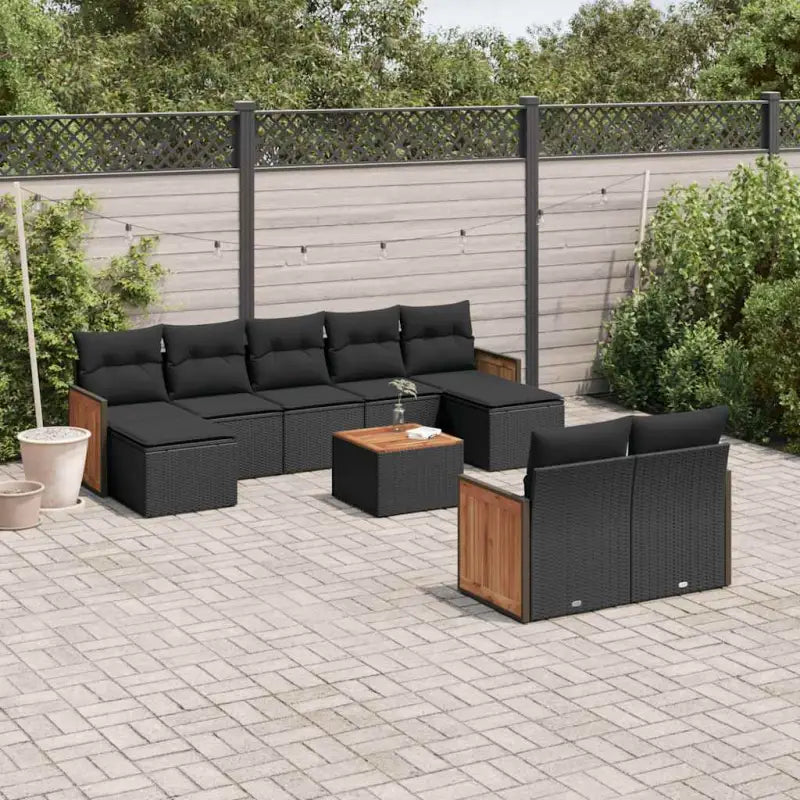 Tuinset met zwart materiaal en gepoedercoat staal voor buitengebruik - Zwart / Met tafel - Tuinsets