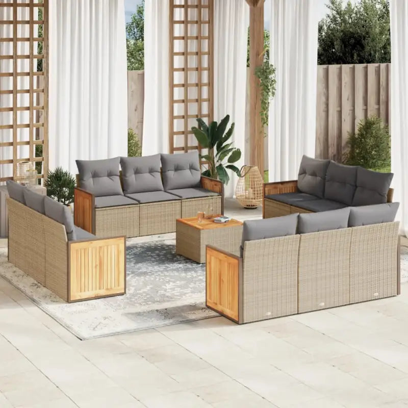 Tuinset met zwart materiaal en gepoedercoat staal voor buitenplezier - Beige en grijs / Met tafel - Tuinsets