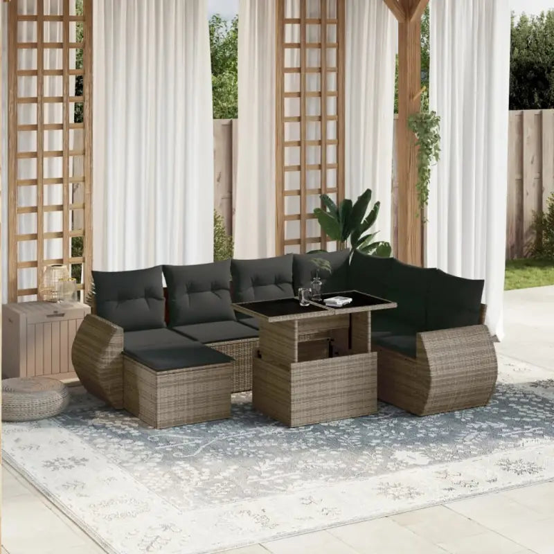 Tuinset met zwart materiaal en gepoedercoat staal voor comfort - Grijs / Met tafel - Tuinsets