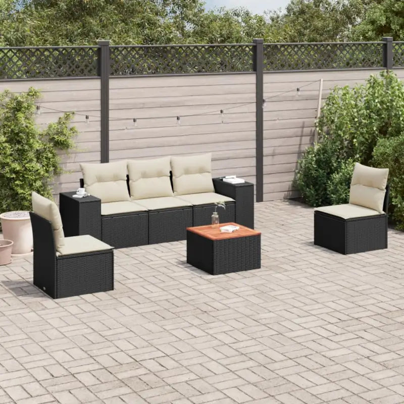 Tuinset van beige materiaal en gepoedercoat staal voor buitenplaatsen - Zwart en crème - Tuinsets