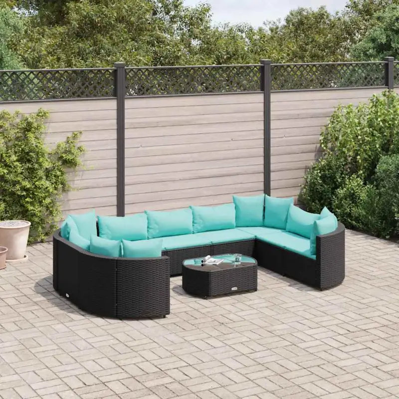 Tuinset van bruin materiaal met gepoedercoat staal en comfortabele afmetingen - Zwart en blauw - Tuinsets