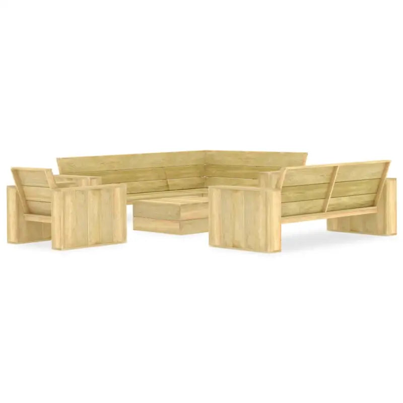 Tuinset van geïmpregneerd grenenhout voor terras en tuinplezier - hoek + Bank + Fauteuil + Tafel - Tuinsets