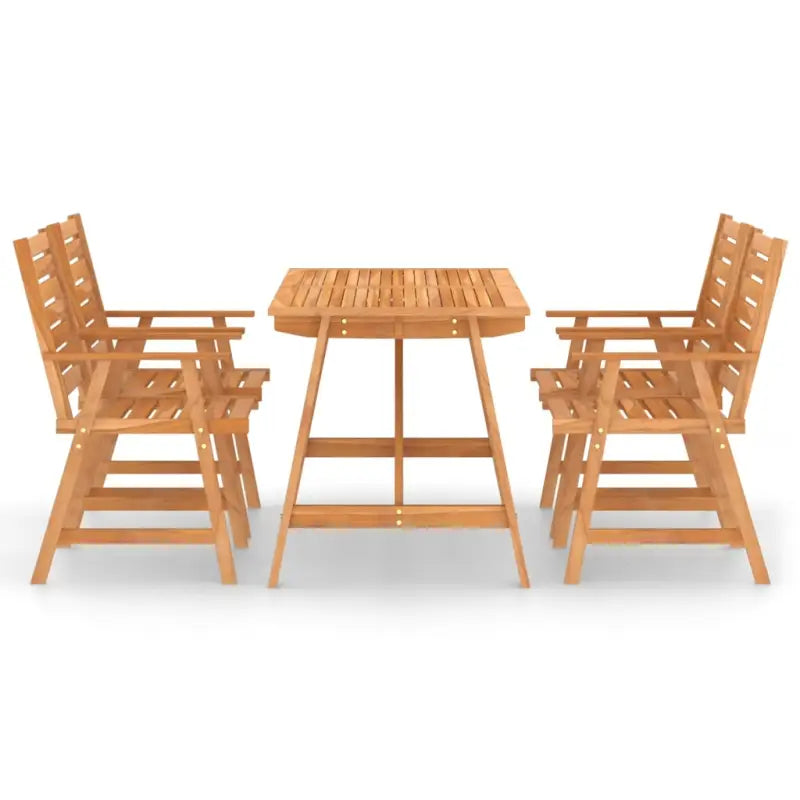 Tuinset van massief acaciahout met tafel en vier stoelen - Tuinsets