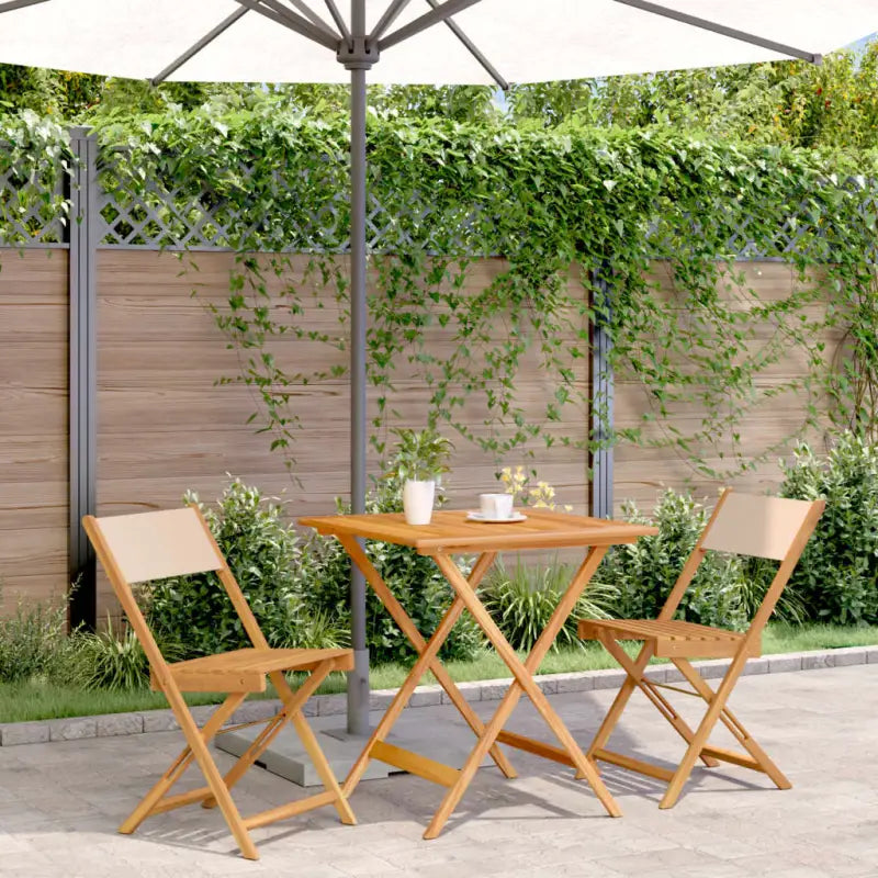 Tuinset van massief acaciahout voor buiten en terras ontspanning - Beige / 70 x 70 x 75 cm - Tuinsets