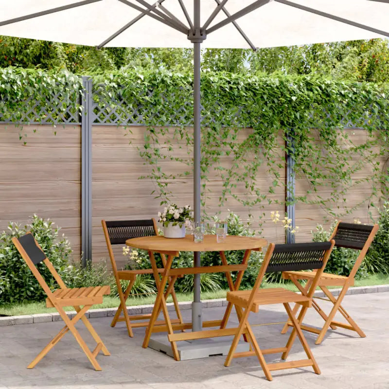 Tuinset van massief acaciahout voor buiten en terras ontspanning - Zwart / 90 x 75 cm - Tuinsets