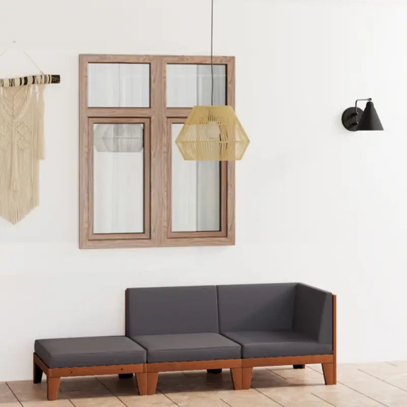 Tuinset van massief acaciahout voor stijl en functionaliteit - Donkergrijs / hoek + midden + voetensteun - Tuinsets