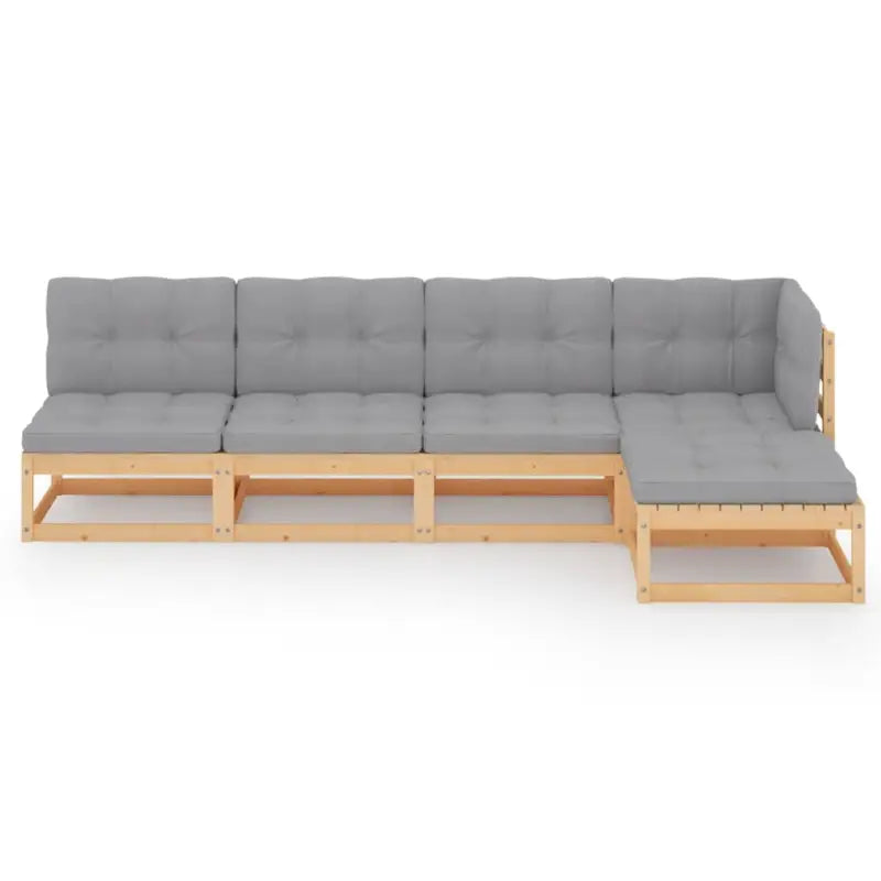 Tuinset van massief grenenhout met rug- en zijkussen voor ultiem comfort - Naturel / Ja - Tuinsets