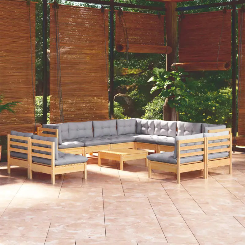 Tuinset van massief grenenhout met voetenbank tafel voor ontspannen buitenmomenten - Tuinsets