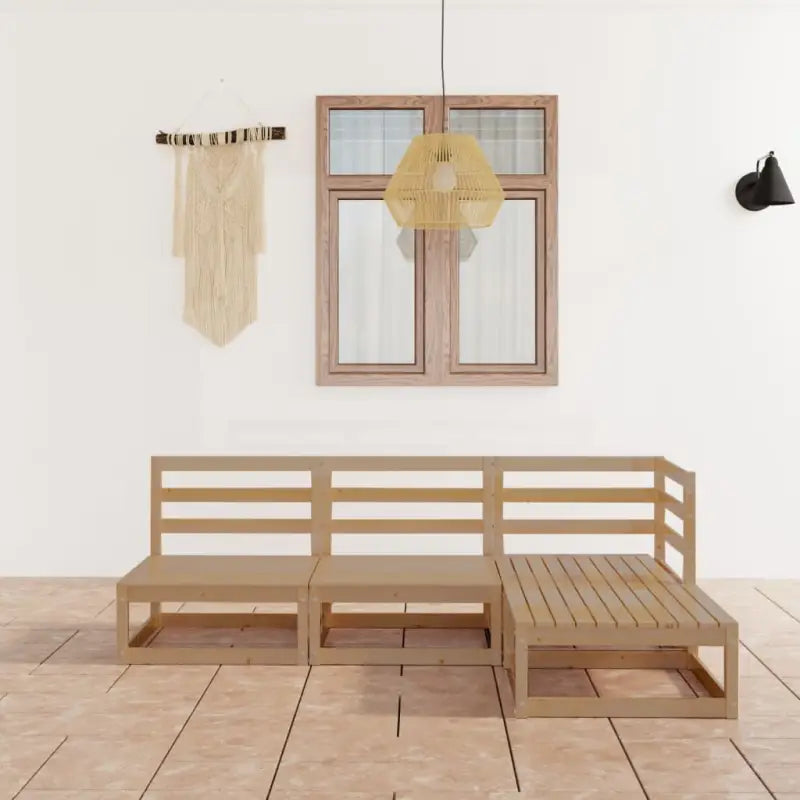 Tuinset van massief grenenhout voor ontspanning in de tuin - Honingbruin / Nee - Tuinsets