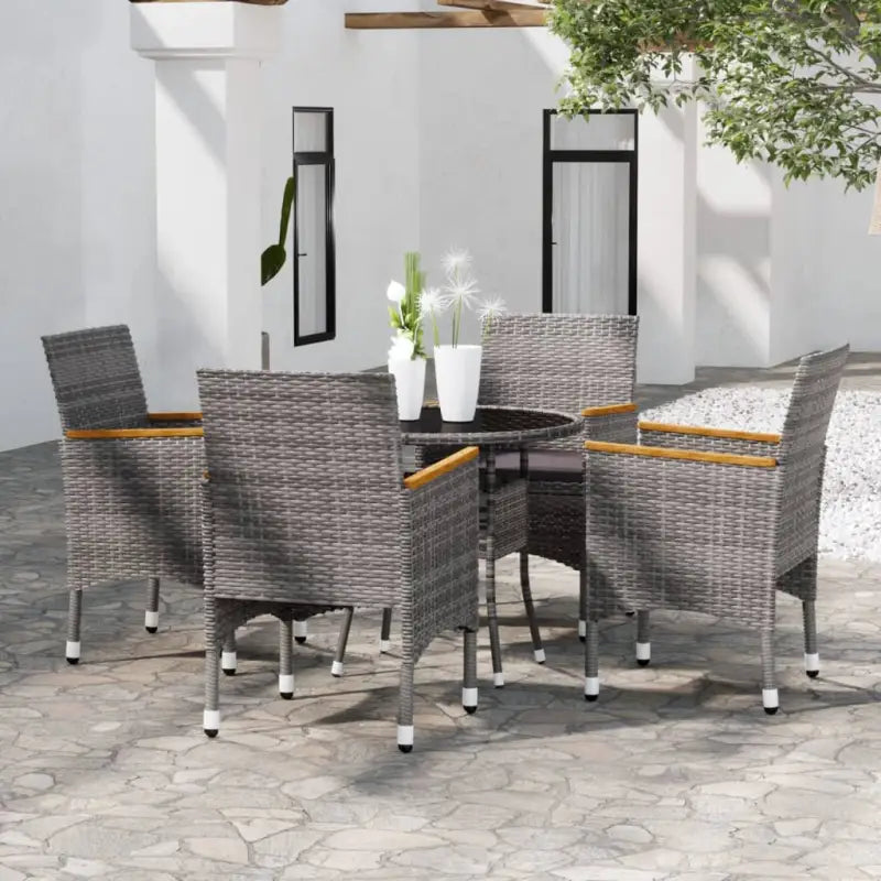 Tuinset van poly rattan met gehard glas en gepoedercoat staal - Tuinsets