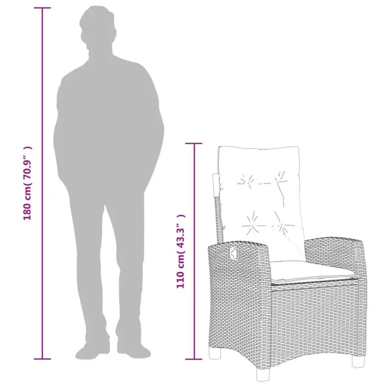 Tuinset van poly rattan met gemakkelijk schoon en gehard glas oppervlak - Tuinsets