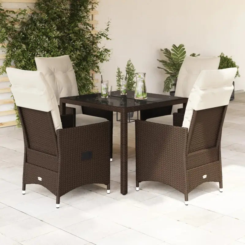 Tuinset van poly rattan met gemakkelijk schoon en gehard glas tafel - 90 x 90 x 75 cm / met voetensteun - Tuinsets