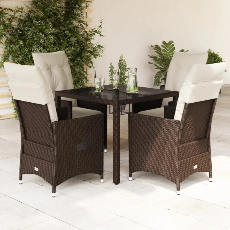 Tuinset van poly rattan met gemakkelijk schoon en gehard glas tafel - 90 x 90 x 75 cm / zonder voetensteun - Tuinsets
