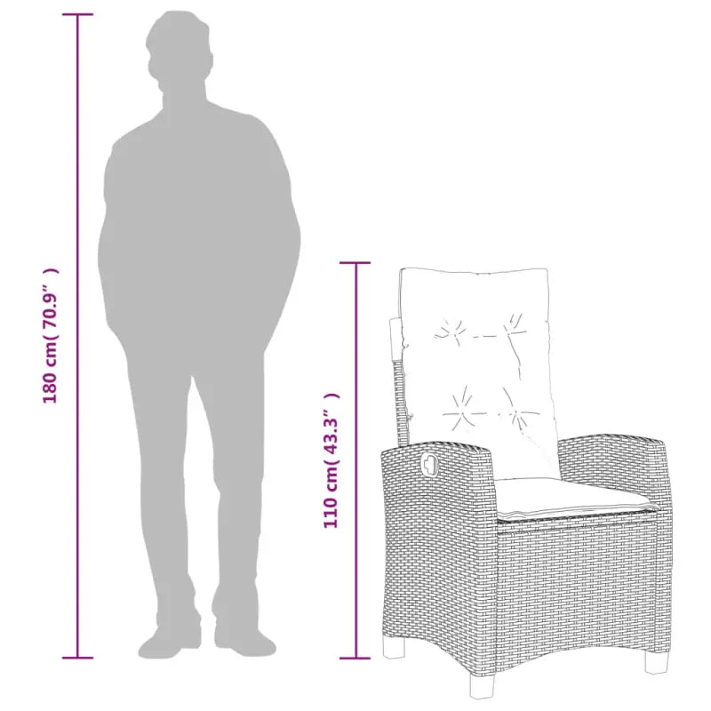 Tuinset van poly rattan met gemakkelijk schoon gehard glas - Tuinsets