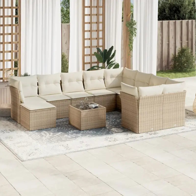 Tuinsets in beige materiaal met gepoedercoat staal en afmetingen - beige en crèmekleurig - Tuinsets