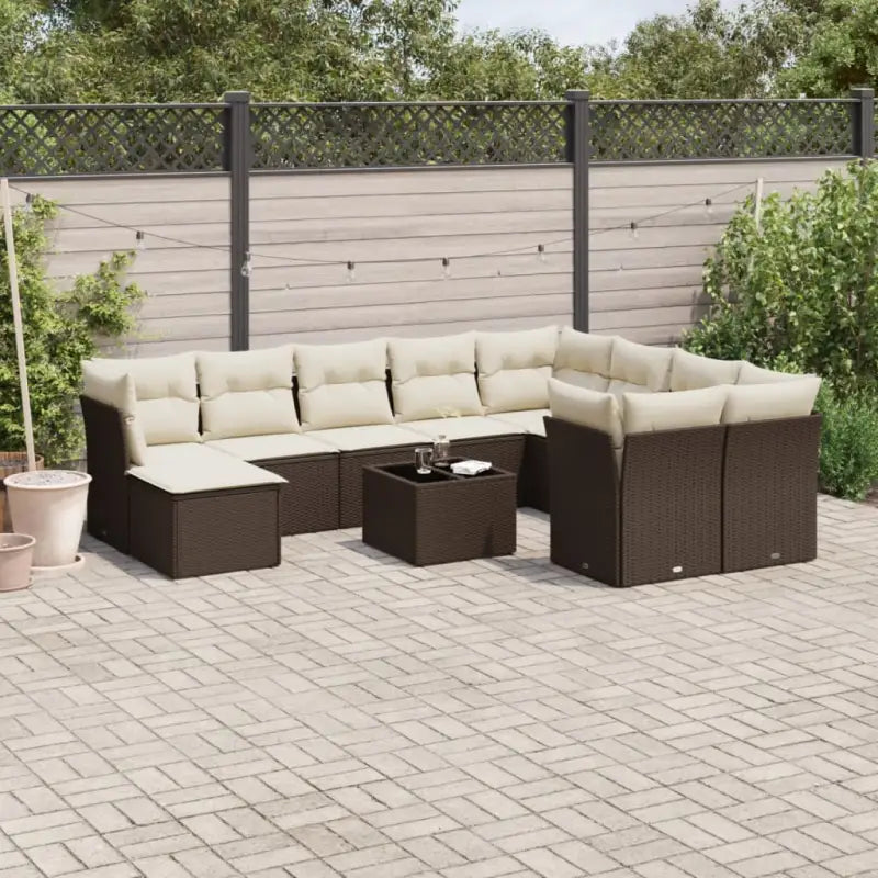 Tuinsets in beige materiaal met gepoedercoat staal en afmetingen - Bruin en crème - Tuinsets