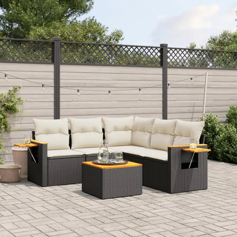 Tuinsets in beige materiaal met gepoedercoat staal en comfortabele afmetingen zitting - Zwart en crème / Met tafel