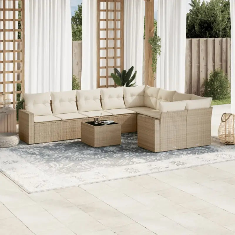 Tuinsets in beige materiaal met gepoedercoat staal en perfecte afmetingen - beige en crèmekleurig / Met tafel - Tuinsets