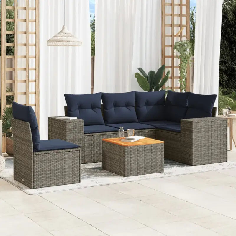 Tuinsets in grijs materiaal met gepoedercoat staal en afmetingen - Grijs / Tafel + 2x midden + hoek - Tuinsets