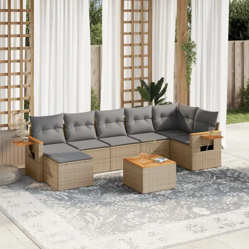 Tuinsets in zwart materiaal met gepoedercoat staal afmetingen - Beige en grijs / Met tafel - Tuinsets