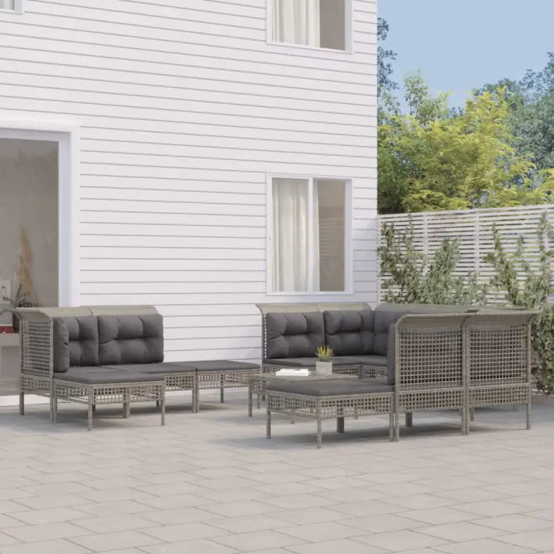 Tuinsets met poly rattan en breedte zitting voor comfortabele buitenruimte - 4x hoek + 4x midden + 3x voetensteun