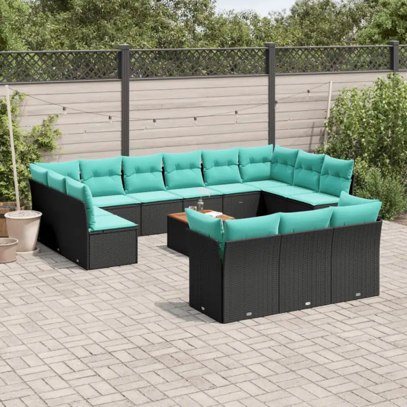 Tuinsets met poly rattan en gepoedercoat staal voor buitenplezier - Zwart en blauw - Tuinsets