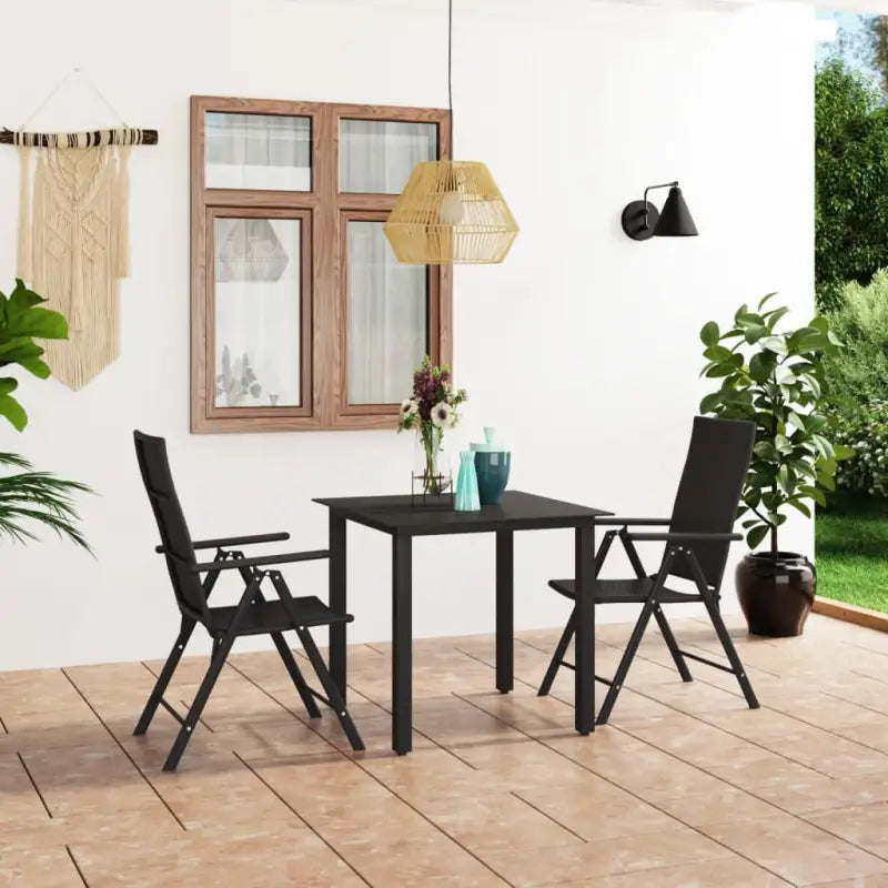 Tuinstoel van PE-rattan met zwart gepoedercoat aluminium afmetingen - 80 cm tafellengte - Tuinsets