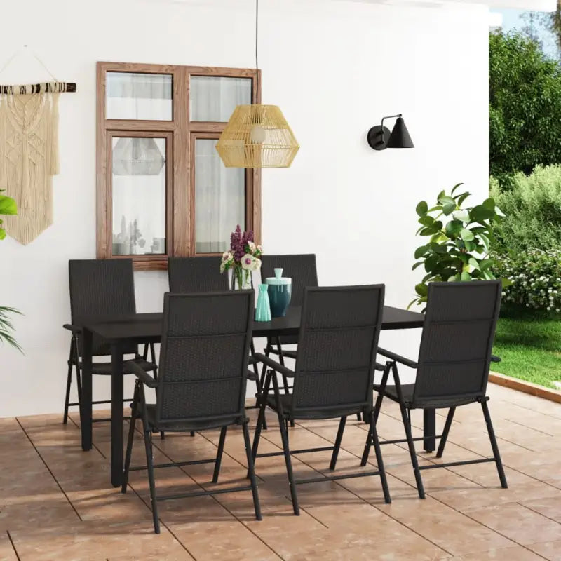 Tuinstoel van PE-rattan met zwart gepoedercoat aluminium afmetingen - 190 cm tafellengte - Tuinsets